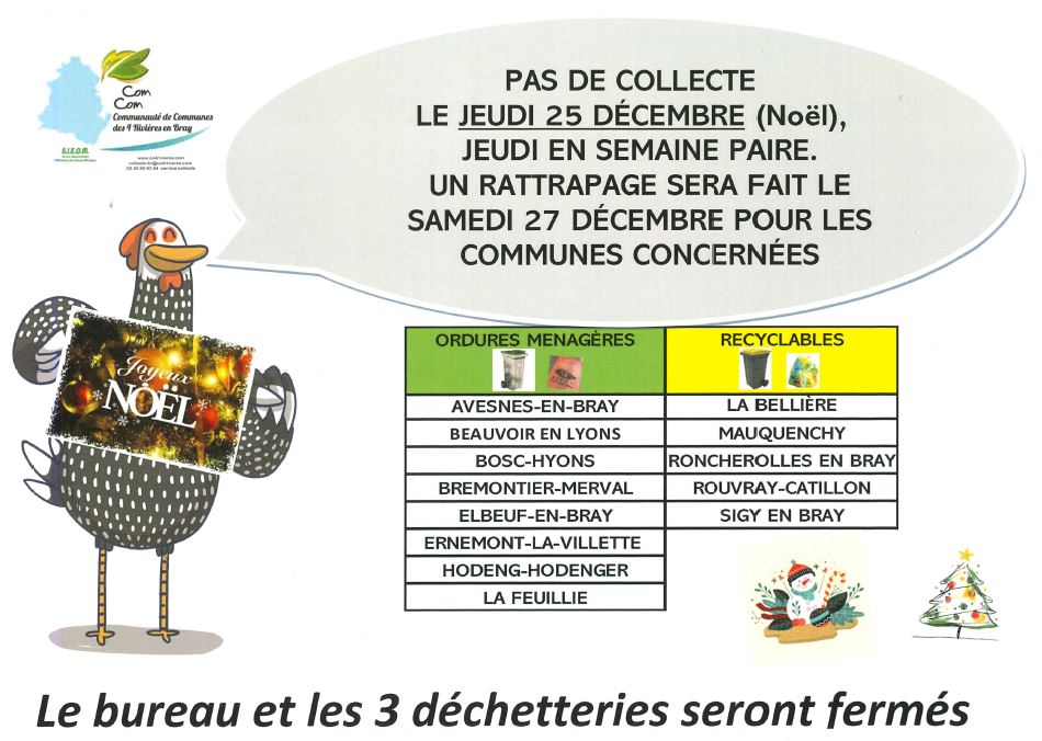 Collecte ordure Noël 2025